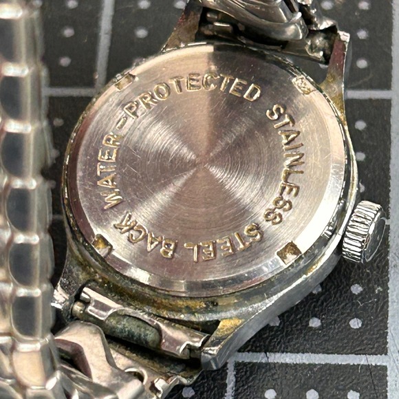 Vintage Buren Watch Silver Tone Cream Dial Arabic Numerals Expansion Band Tested main image 4